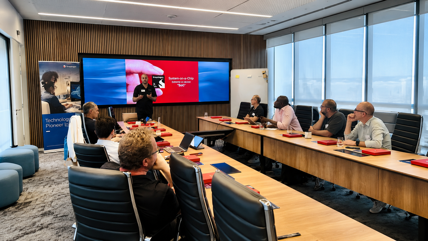 Snapdragon technical training session in a corporate boardroom